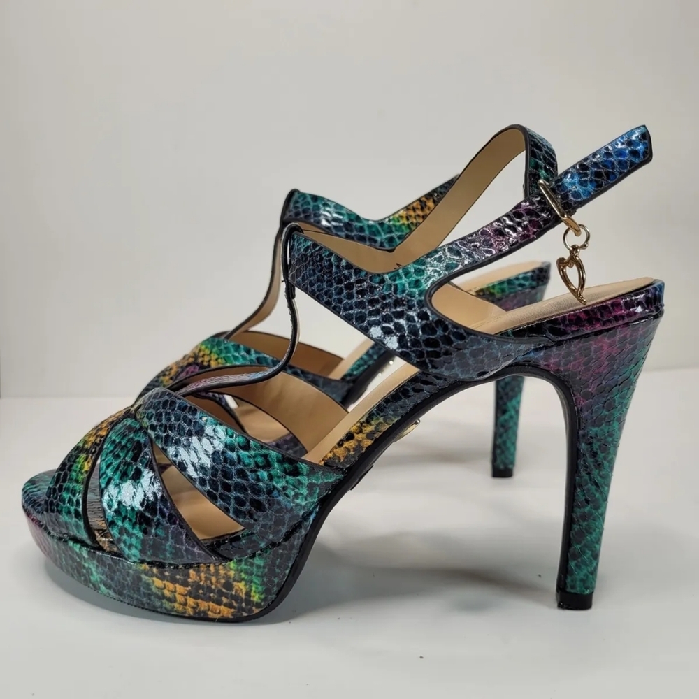 THALIA SODI Womens Blue Rainbow 1" Platform Slingback Sandal heels 8.5 M